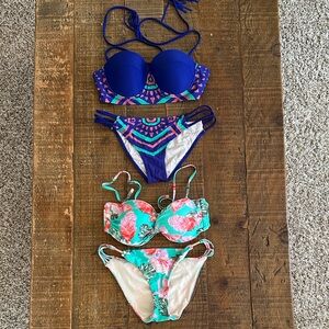 Cleobella Royal Blue & Teal Mixed Print Bikini Sets